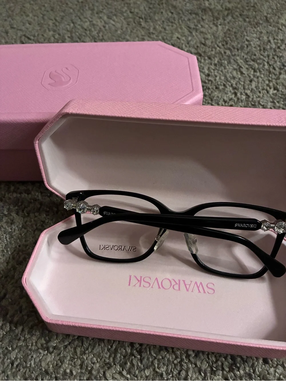 Swarovski Black Women's Glasses with Crystal Accents